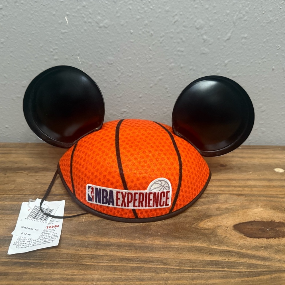 NBA Experience Disney Basketball Ears Hat for Kids - Orange and Black